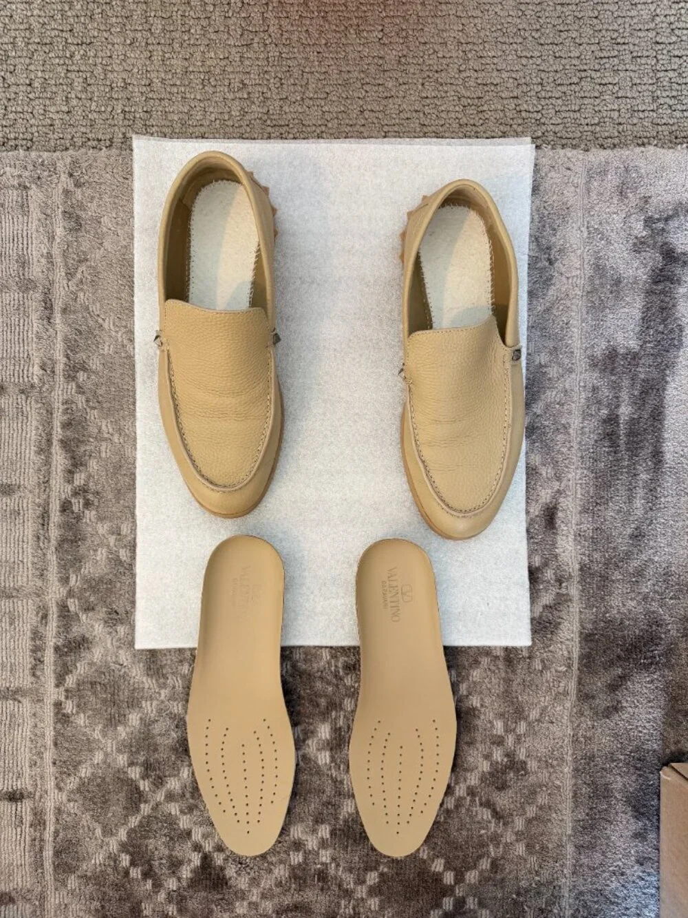 Valentino Slip-On Loafers, Rockstud in Light Brown Leather (Size EU 42 / US 9) Valentino Slip-On Loafers, Rockstud in Light Brown Leather  main image 3